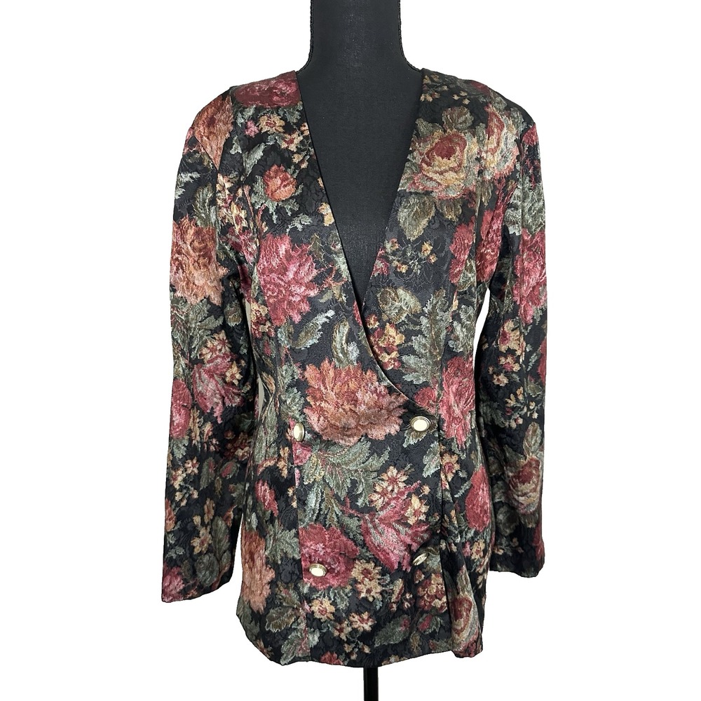 VTG Women's SMALL Moody Fairy Whimsigoth Brocade Romantic Floral Blazer Dawn Joy